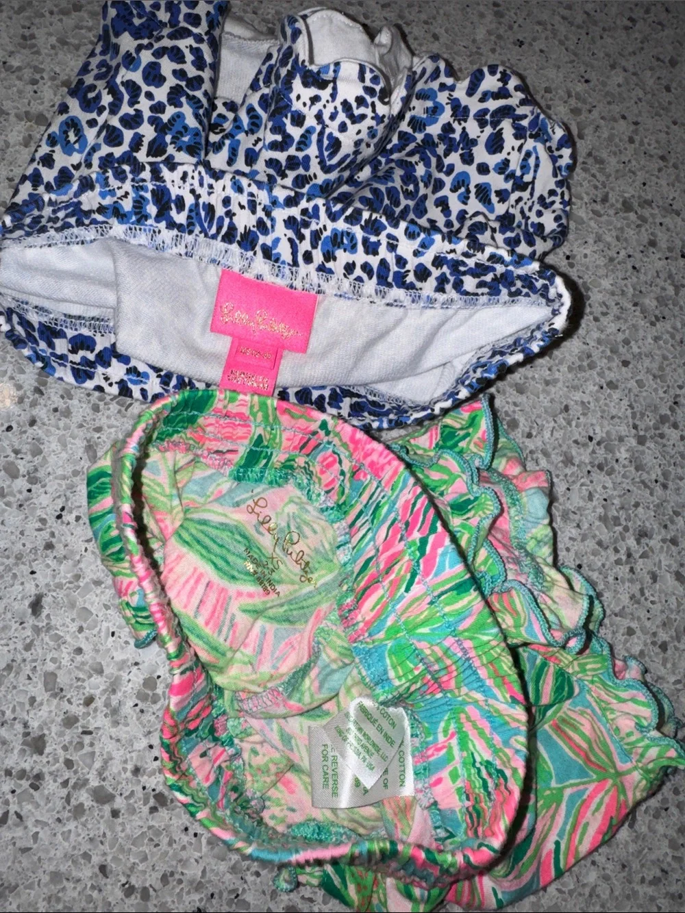 Lilly Pulitzer Scallop Ruffle Shorts - Blue Leopard & Pink Tropical